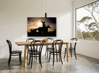 Lasso at Sundown landscape canvas print on the wall of a dining room
