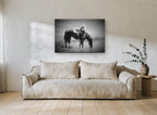 Waterhole Rest animal canvas print on the wall of a living room