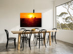 Horses at Sundown landscape canvas print on the wall of a dining room
