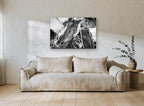 Working Horse Close-Up animal canvas print on the wall of a living room