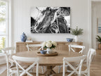 Working Horse Close-Up animal canvas print on the wall of a Hamptons dining room