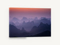 Layered Peaks at Dawn, misty karst mountains sunrise photograph, landscape canvas wall art print ready to hang