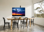 Windmill at Dusk Glow landscape canvas print on the wall of a dining room
