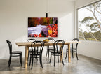 Crimson Creek Bend landscape canvas print on the wall of a dining room