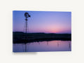 Violet Pond Windmill, windmill sunset pond reflection photograph, landscape canvas wall art print ready to hang