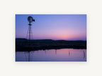 Violet Pond Windmill, windmill sunset pond reflection photograph, landscape canvas wall art print, front view