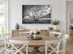 Bare Branches Storm landscape canvas print on the wall of a Hamptons dining room