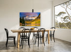 Golden Aspen Peaks landscape canvas print on the wall of a dining room