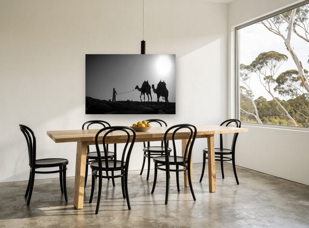 Ridge Line Caravan landscape canvas print on the wall of a dining room