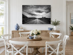 Desert Road Storm landscape canvas print on the wall of a Hamptons dining room