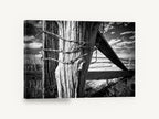 Weathered Fence Post, black and white fence post photograph, landscape canvas wall art print ready to hang