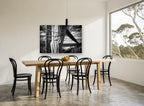 Weathered Fence Post landscape canvas print on the wall of a dining room