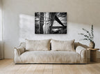 Weathered Fence Post landscape canvas print on the wall of a living room