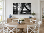 Weathered Fence Post landscape canvas print on the wall of a Hamptons dining room