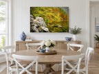 Autumn Lake Edge landscape canvas print on the wall of a Hamptons dining room