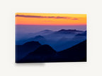 Blue Ridge Dusk, misty blue mountain sunset photograph, landscape canvas wall art print ready to hang