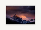 Ember Peak Storm, stormy mountain peak sunset photograph, landscape canvas wall art print, front view