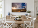 Dune Ridge Sunburst landscape canvas print on the wall of a Hamptons dining room