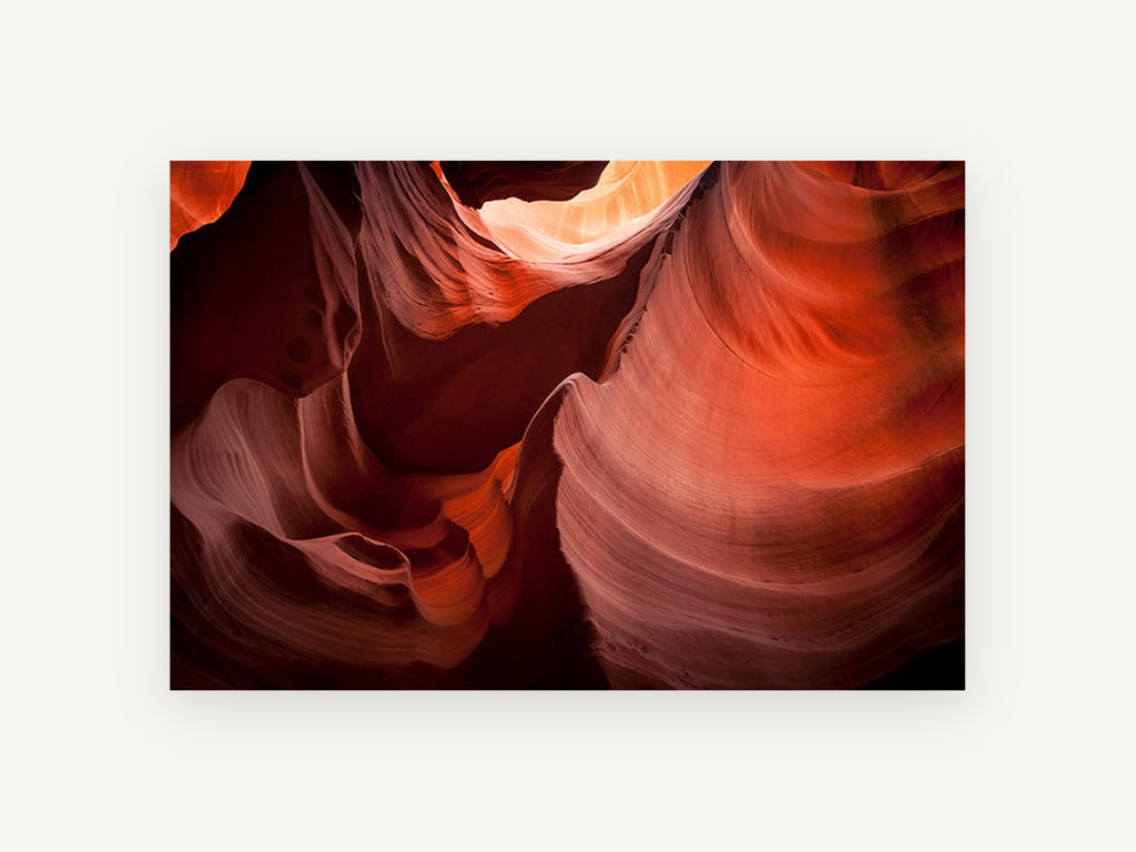 Crimson Ripple Canyon Chamber, red sandstone slot canyon photograph, landscape canvas wall art print, front view