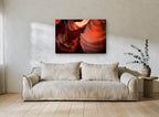 Crimson Ripple Canyon Chamber landscape canvas print on the wall of a living room