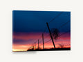 Tumbleweed at Dusk, barbed wire fence sunset photograph, landscape canvas wall art print ready to hang