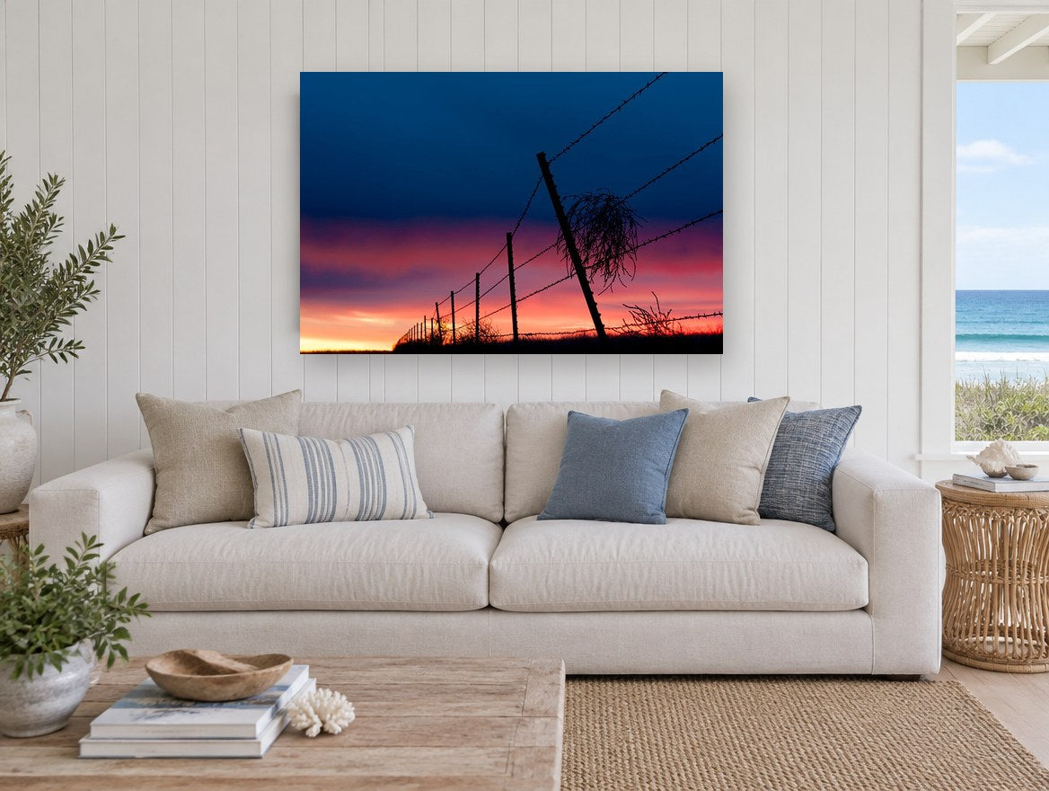 Tumbleweed at Dusk landscape canvas print on the wall of a beach house living room