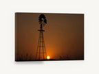 Windmill at Dusk, windmill silhouette sunset photograph, landscape canvas wall art print ready to hang