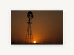 Windmill at Dusk, windmill silhouette sunset photograph, landscape canvas wall art print, front view