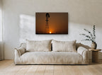 Windmill at Dusk landscape canvas print on the wall of a living room