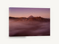 Dawn Over Ash Ridges, misty volcanic mountains at dawn photograph, landscape canvas wall art print ready to hang