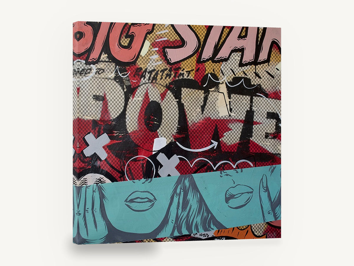 Big Star Power, retro pop art comic lettering, stretched canvas wall art print ready to hang