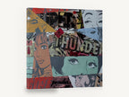 Thunder Fire Collage, retro pop art comic collage, stretched canvas wall art print ready to hang