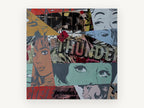 Thunder Fire Collage, vintage canvas wall art print, front view
