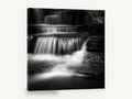 Silk Steps Cascade, black and white waterfall photograph, landscape canvas wall art print ready to hang