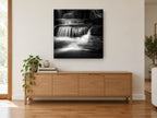 Silk Steps Cascade landscape canvas print on the wall of a living room above a sideboard