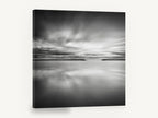 Still Harbour Mouth, black and white long exposure seascape, coastal canvas wall art print ready to hang