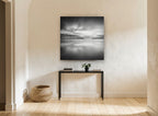 Still Harbour Mouth coastal canvas print on the wall of a hallway