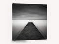 Concrete Jetty Stillness, concrete jetty black and white photograph, coastal canvas wall art print ready to hang