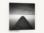 Concrete Jetty Stillness, concrete jetty black and white photograph, coastal canvas wall art print ready to hang