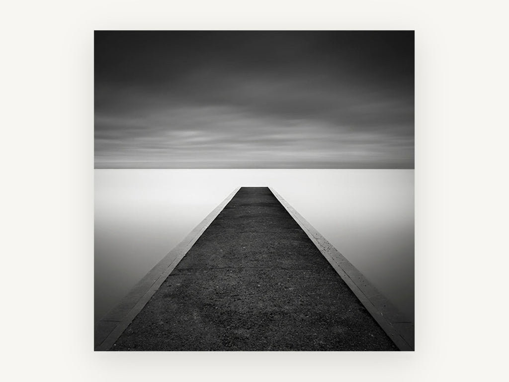 Concrete Jetty Stillness, coastal canvas wall art print, front view