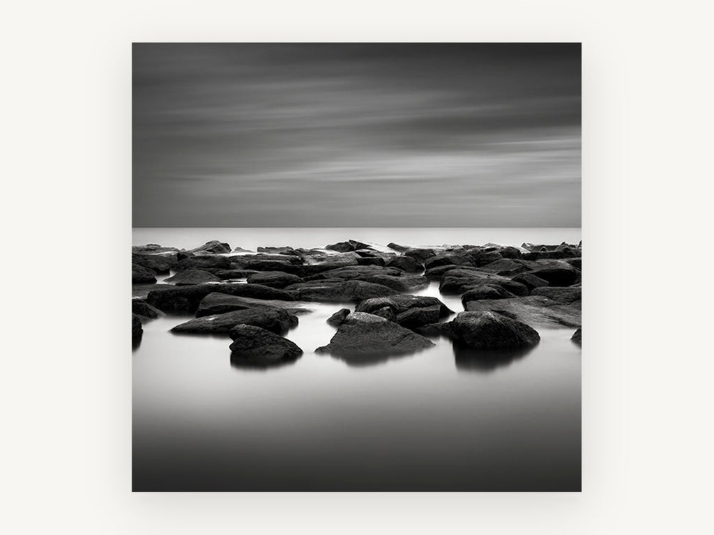 Still Water Rocks, coastal canvas wall art print, front view