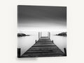 Still Water Jetty, weathered jetty black and white photograph, coastal canvas wall art print ready to hang