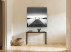 Still Water Jetty coastal canvas print on the wall of a hallway