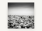 Pebble Shore Stillness, coastal canvas wall art print, front view