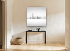 Quiet Winter Fog landscape canvas print on the wall of a hallway