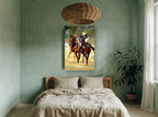 Neck and Neck animal canvas print on the wall of a bedroom