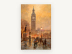 Big Ben Evening Glow, big ben london street scene painting, city canvas wall art print, front view