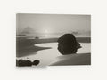 Misty Tidepool Sunrise, misty beach sunset black and white, coastal canvas wall art print ready to hang