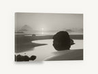 Misty Tidepool Sunrise, misty beach sunset black and white, coastal canvas wall art print ready to hang