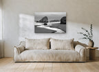 Sea Stacks at Dawn coastal canvas print on the wall of a living room